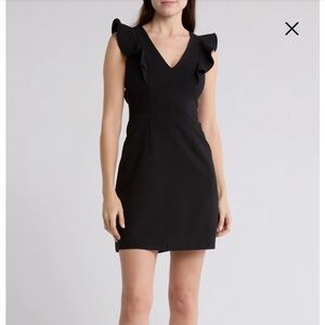 French Connection Black Ruffle Sleeve Mini Dress